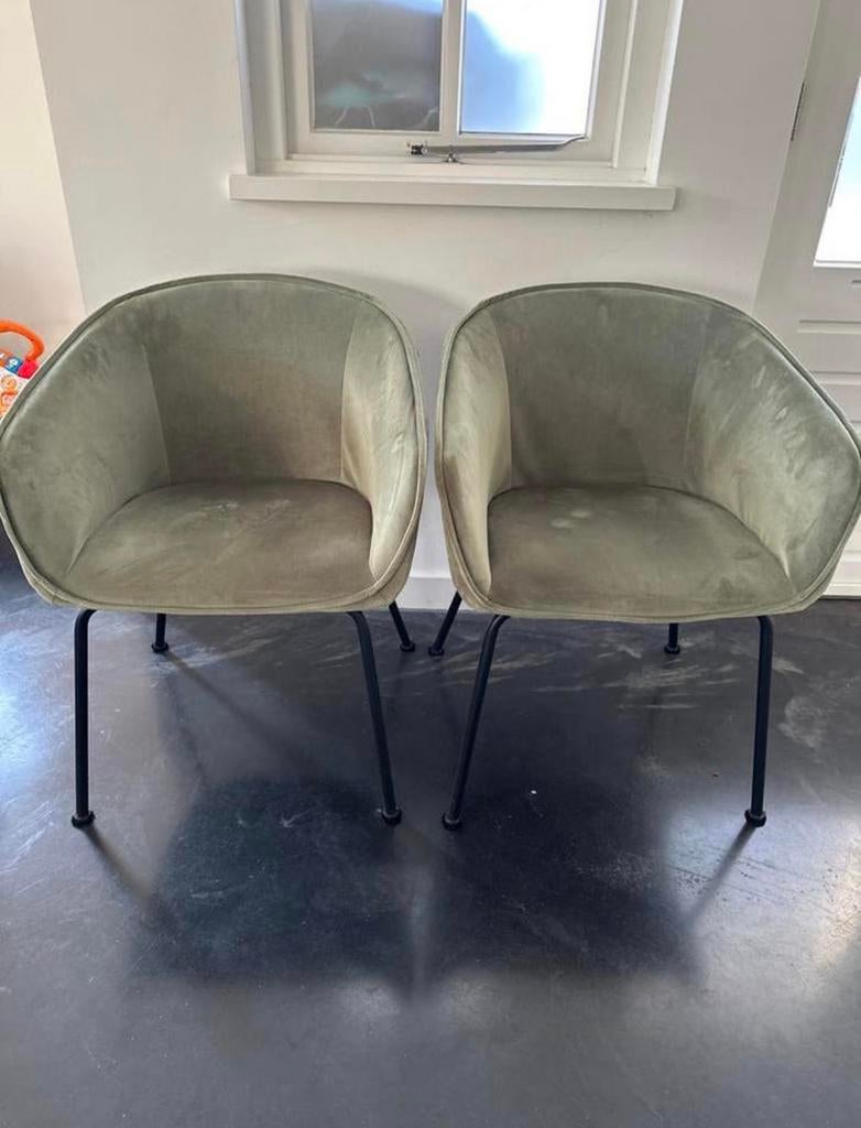 Woood eetkamerstoelen set van 2 velvet groen, Ophalen, Gebruikt, Twee, Overige kleuren