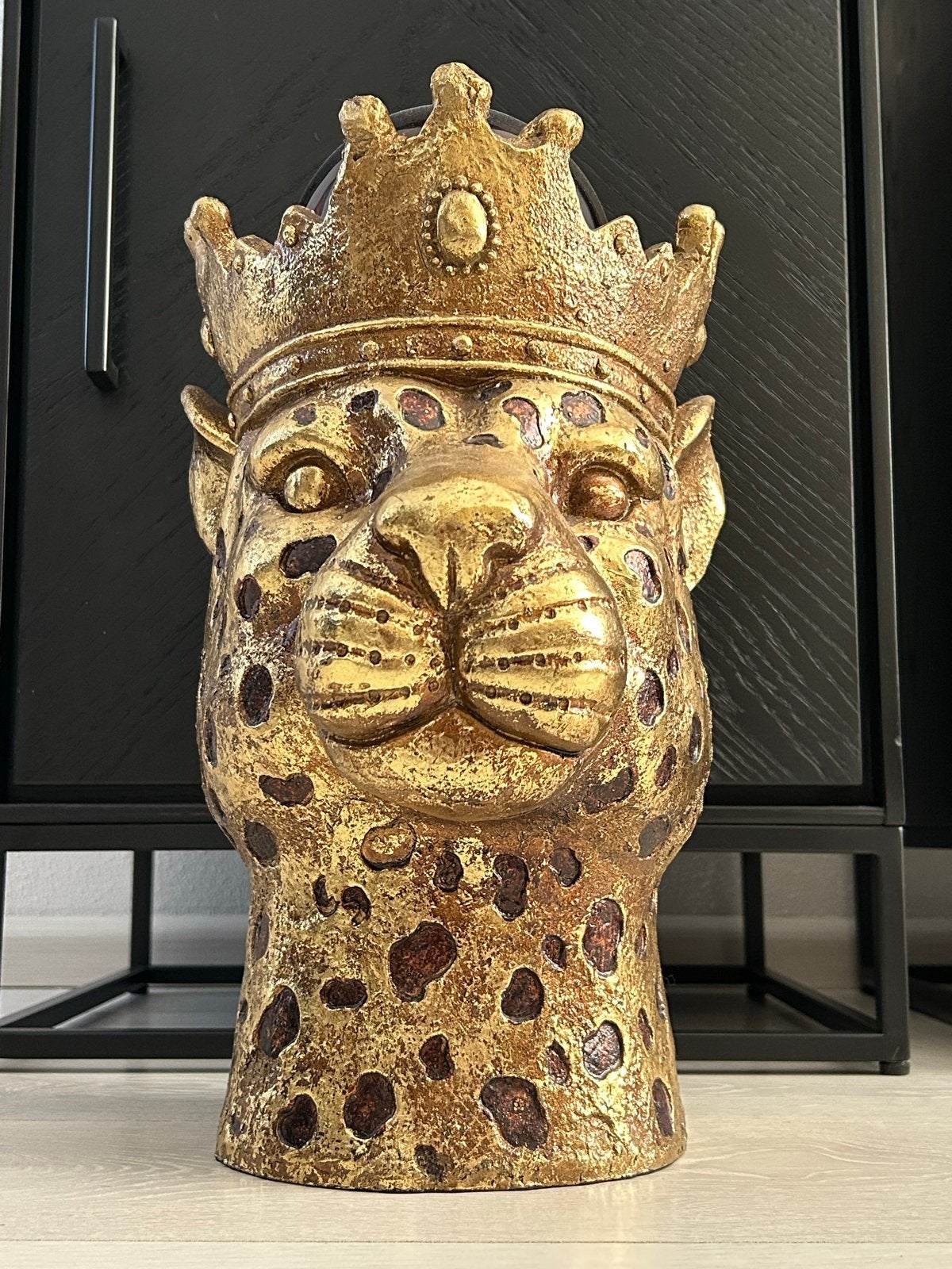 Super mooie ‘Clayre & Eef’ luipaard (goud) bloempot 40cm, Ophalen, Overige materialen, Nieuw, Goud