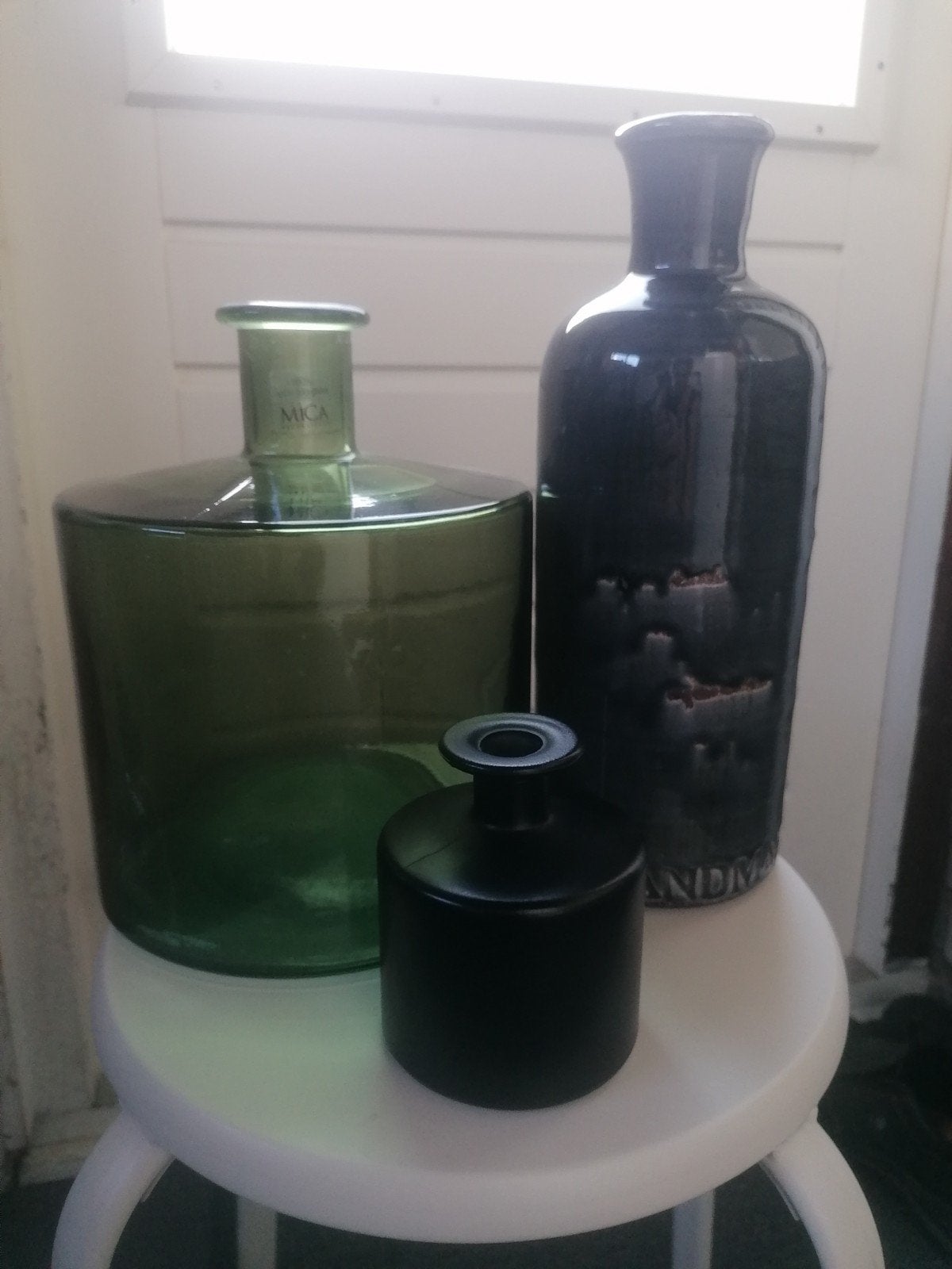 Vazen..., Ophalen, Minder dan 50 cm, Groen, Glas