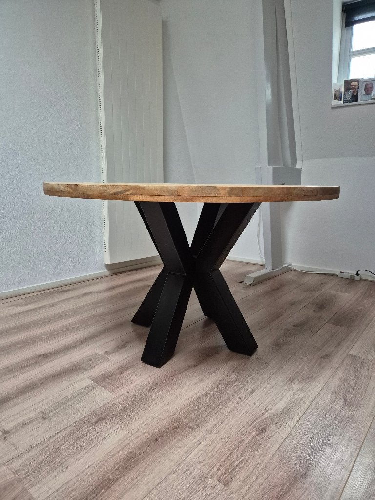 Eettafel mangohout, Ophalen, Gebruikt, Rond, Vijf personen of meer