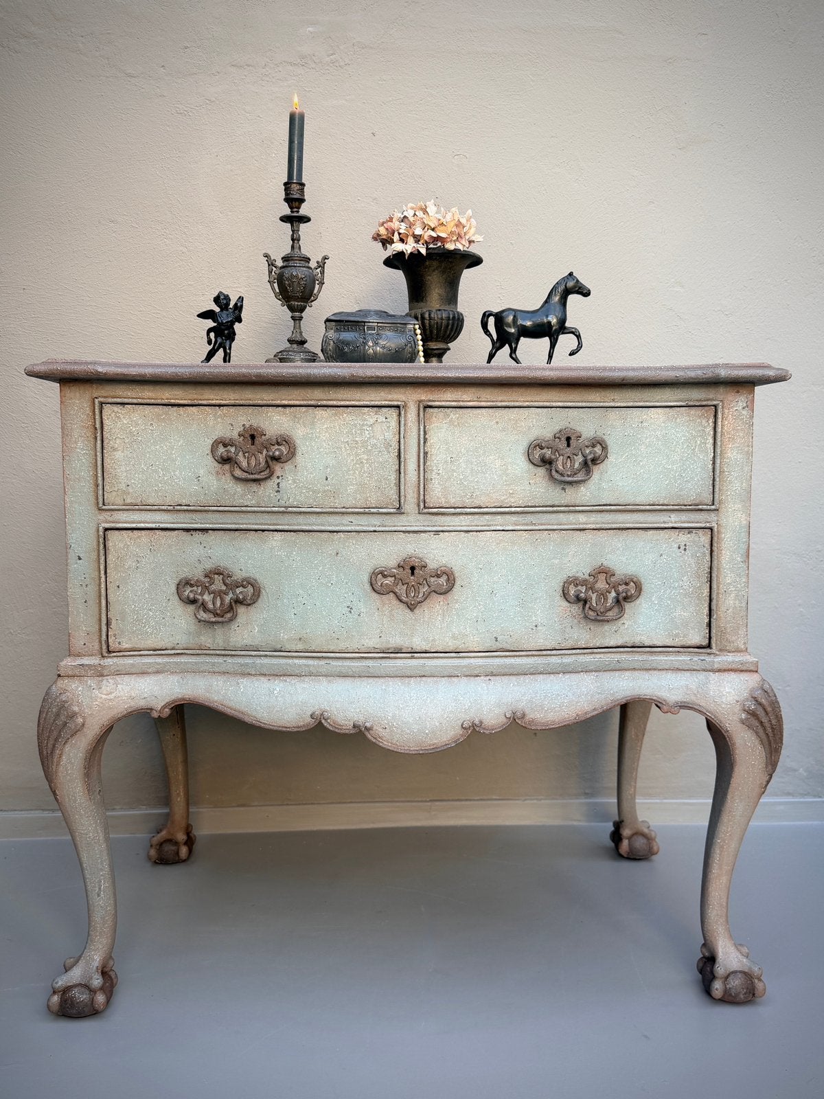 Prachtige gerestylede vintage ladekast in warm Duck Egg Blue, Huis en Inrichting, Ophalen, 50 tot 100 cm, Zo goed als nieuw, 3 of 4 laden
