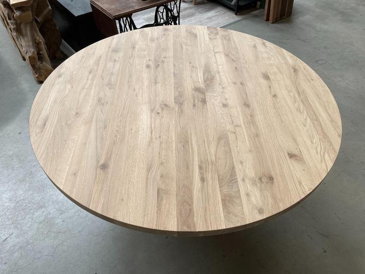 Ronde eettafel | Massief eiken | Ø 40 / 220 cm | 40 mm dik, Huis en Inrichting, Tafels | Eettafels, Niet ingevuld, 100 tot 150 cm