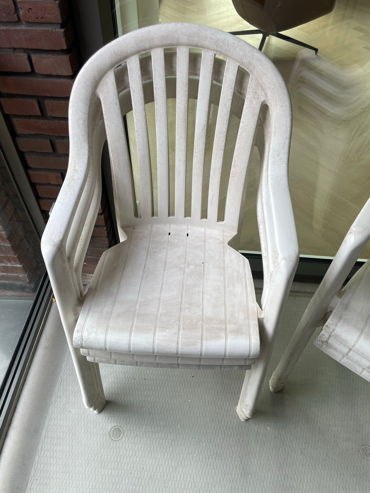 Witte kunststof tuinstoel 6 stuks, Tuin en Terras, Ophalen, Gebruikt, Kunststof