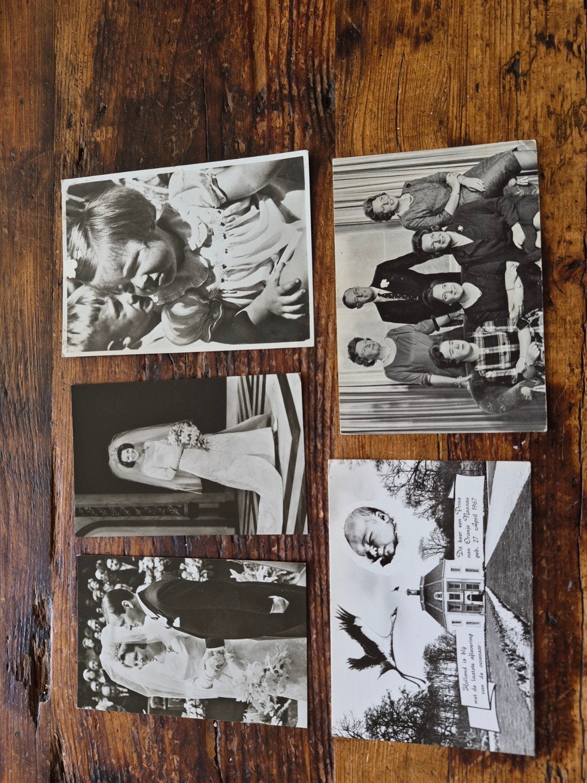 5 foto's/kaarten van het Koninklijk Huis (1945-1967), Verzamelen, Ophalen of Verzenden, Gebruikt, Nederland, Kaart, Foto of Prent