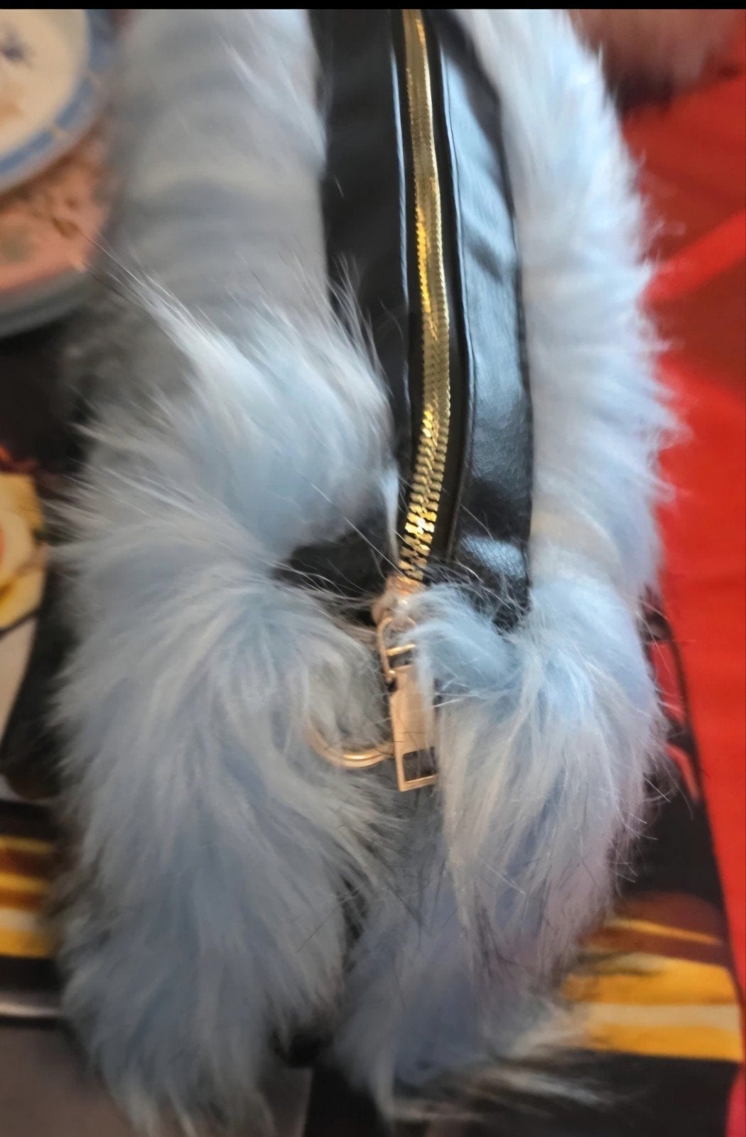 Leuk pluizig tasje, Ophalen of Verzenden, Nieuw, Blauw, Avondtasje