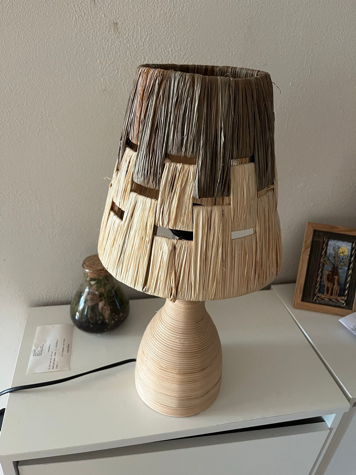 Loods 5 Tafellamp met rieten kap, Met schakelaar, Overige merken, Natuurlijk materiaal, E27 (groot)