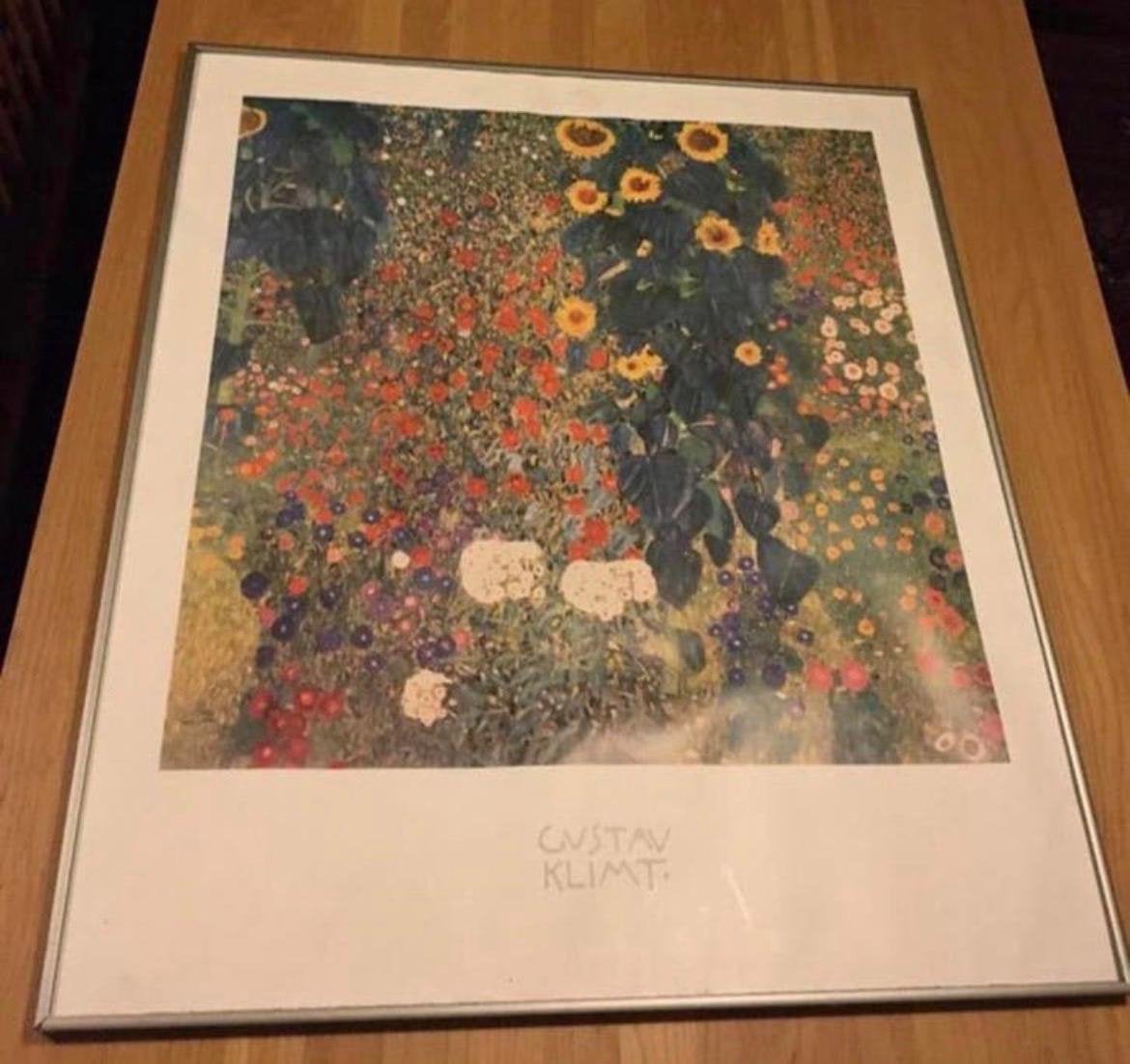 Prachtige Gustav Klimt schilderij poster op canvas 81x71cm., Ophalen, Oorspronkelijke maker, Zo goed als nieuw, Schilderij