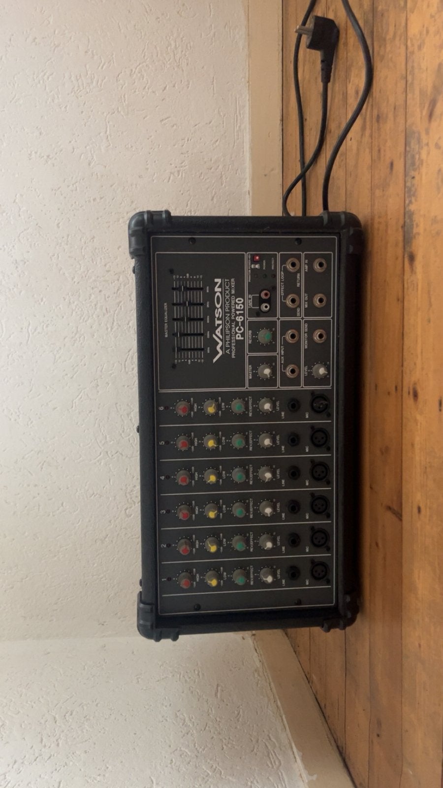 Watson PC-6150 Powered Mixer / PA-mengpaneel, Ophalen, Gebruikt, 5 tot 10 kanalen, Microfooningang