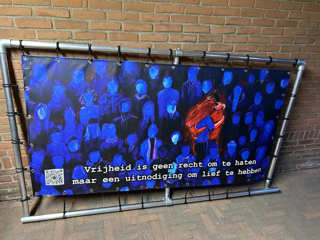 Spandoek 100x200 cm met voet, kunstenaar ontwerp, Ophalen