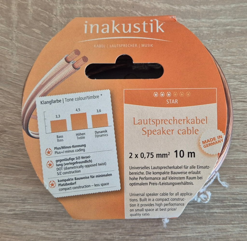 Inakustik luidsprekerkabel 2 x 0,75mm 10 meter, Ophalen of Verzenden, Nieuw, 10 meter of meer, Luidsprekerkabel