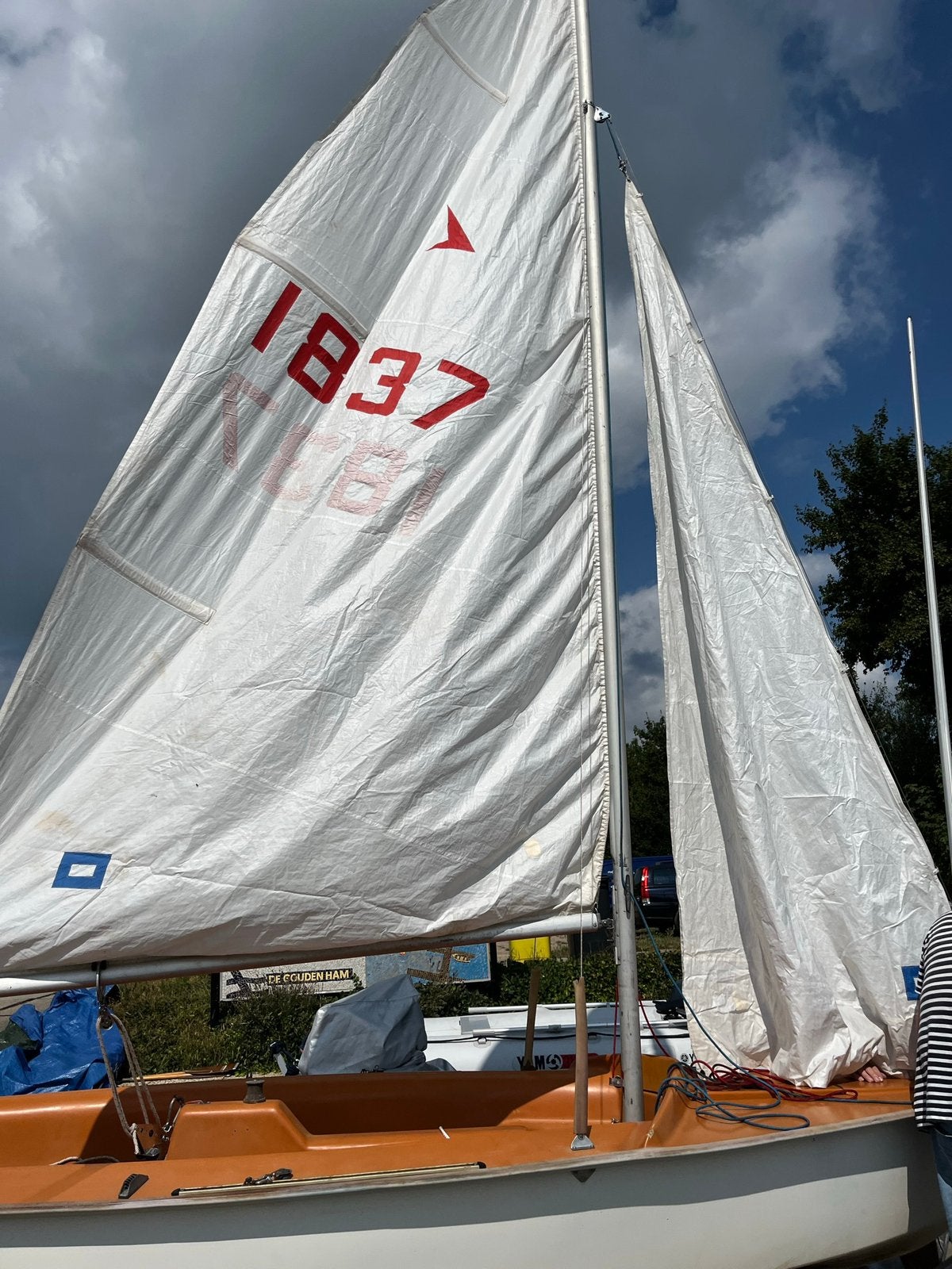 Open zeilboot 4,5m met trailer, Ophalen of Verzenden, Gebruikt, 3 tot 6 meter, Minder dan 15 m²