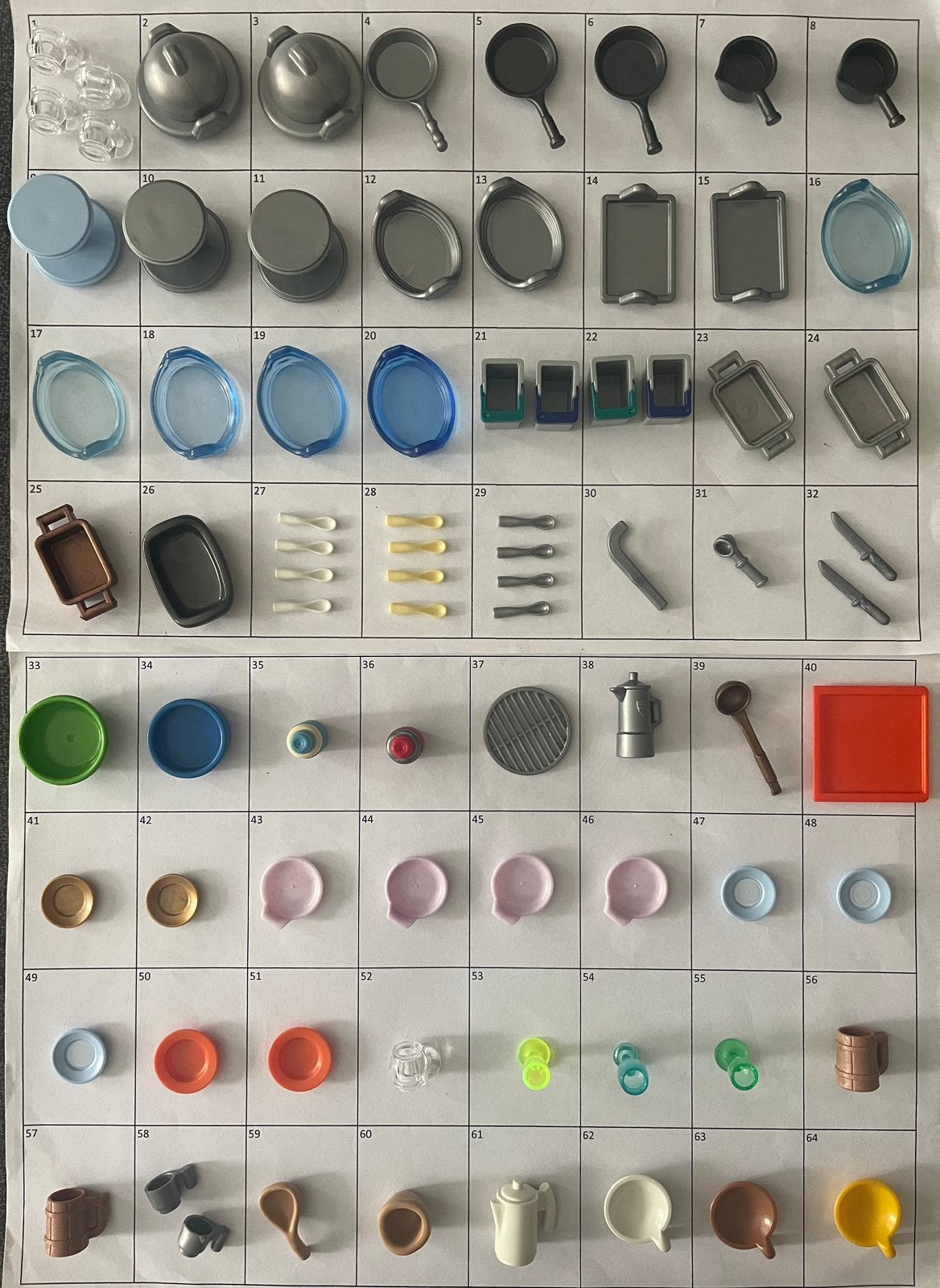 Playmobil onderdelen keuken servies bord dienblad lepel mes, Ophalen of Verzenden, Losse onderdelen, Overige typen