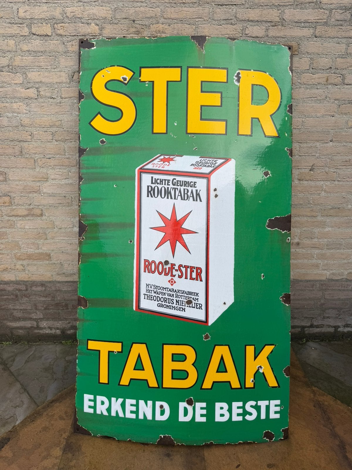 Vintage Emaille Reclamebord "Ster Tabak", Ophalen