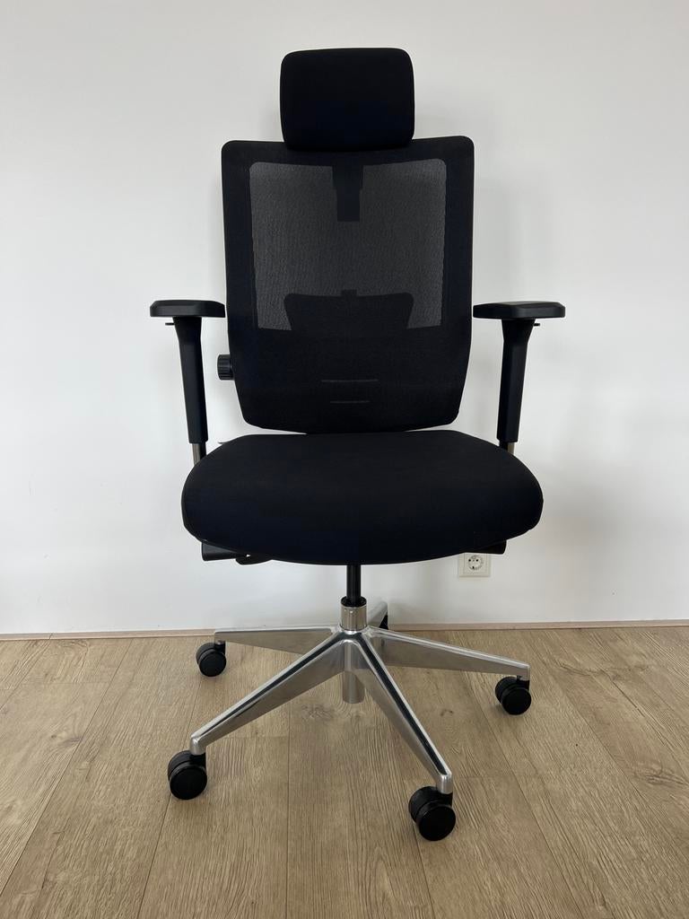 Luxe Ergonomische Bureaustoel met Hoofdsteun - Zwart, Ophalen, Zwart, Zo goed als nieuw, Bureaustoel