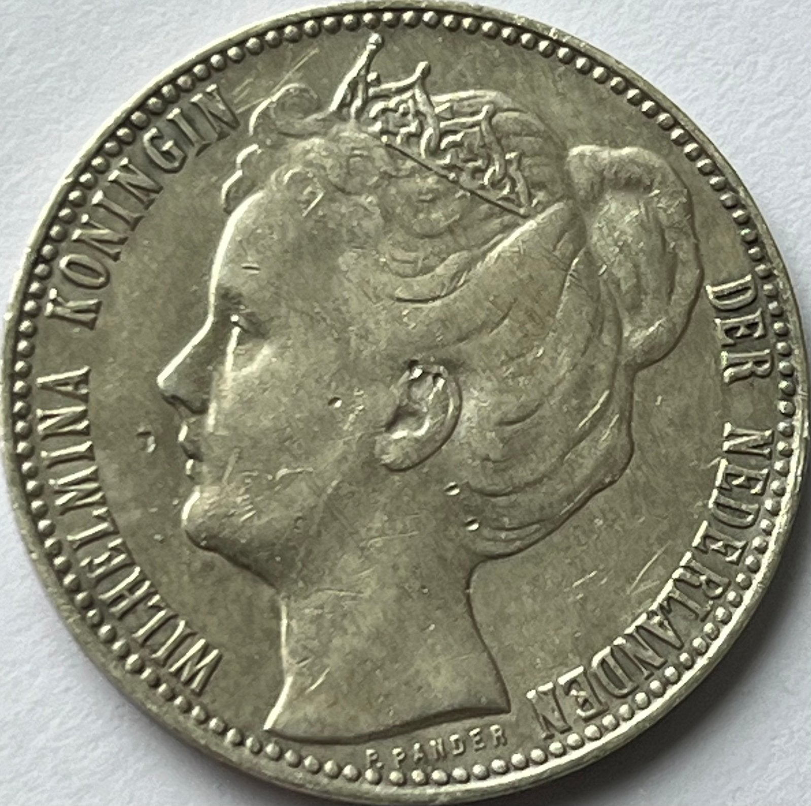 Mooie gulden 1907, Postzegels en Munten, 1 gulden, Zilver, Ophalen of Verzenden, Koningin Wilhelmina