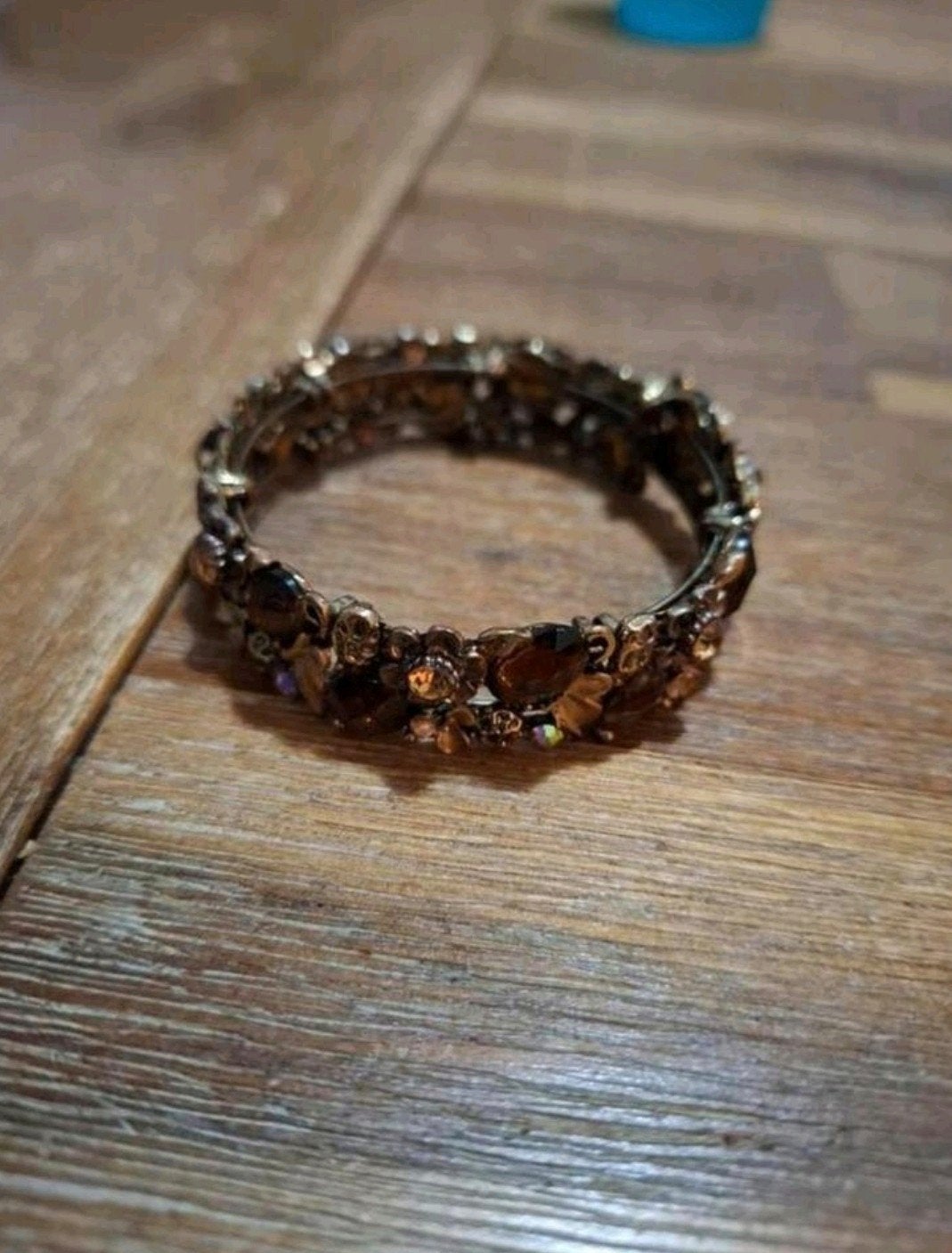 Vintage armband met amber stenen, Sieraden, Tassen en Uiterlijk, Armbanden, Ophalen, Gebruikt, Goud, Staal