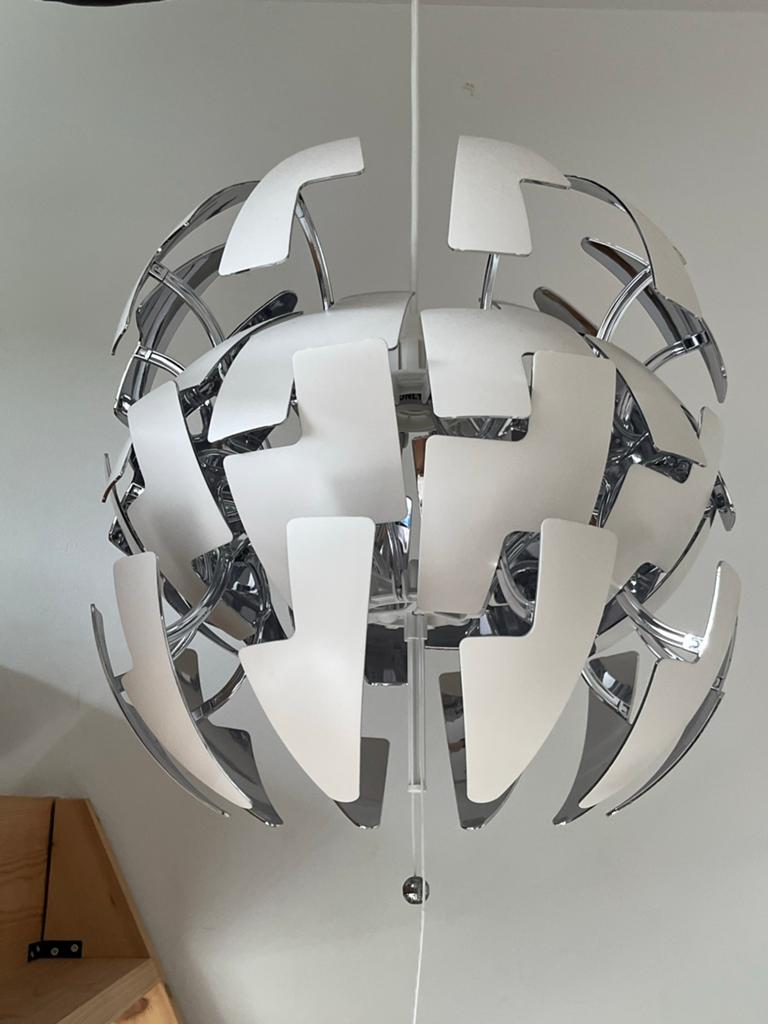 IKEA PS 2014 Hanglamp, wit/verzilverd, 52 cm, Ophalen, Zo goed als nieuw, Kunststof, 50 tot 75 cm