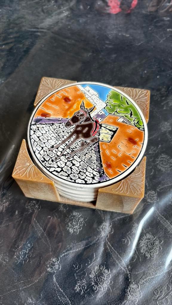 Set van 6 mooie stenen onderzetters, Ophalen of Verzenden, Gebruikt, Glas of Kopje