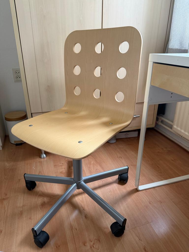 IKEA Bureaustoel - Houten Zitting met Wieltjes, Huis en Inrichting, Bureaustoelen, Gebruikt, Bureaustoel, Overige kleuren, Ophalen
