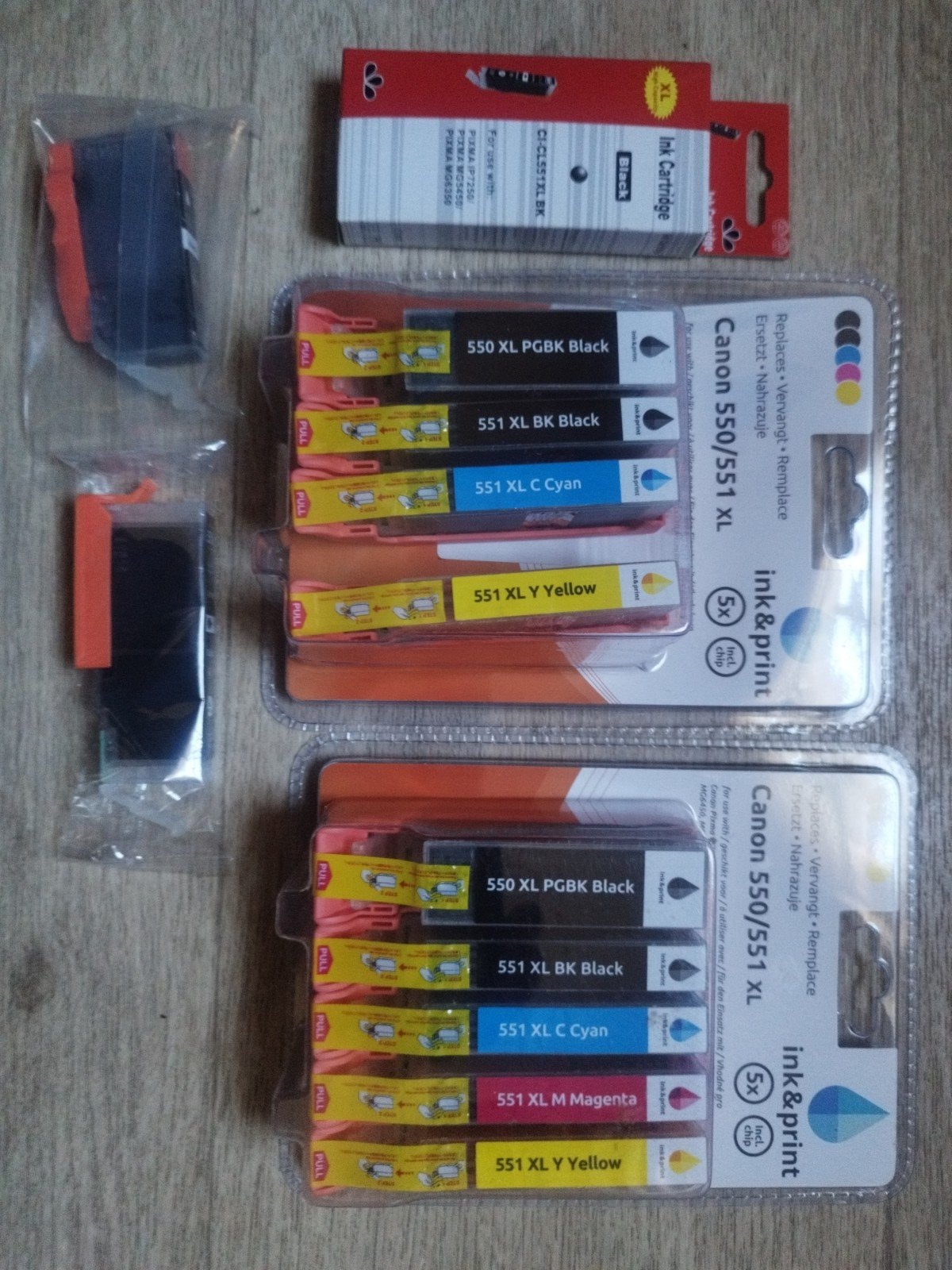 Inkt cartridges voor Canon printer 550/551 XL (5-pack), Ophalen of Verzenden, Nieuw, Cartridge, Canon (compatibel)