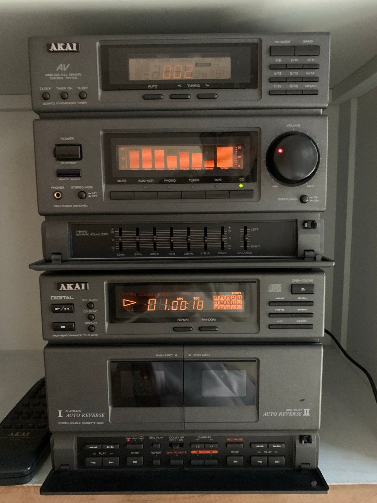 Akai AC-MX110 Digital Hi-Fi Mini Systeem - Dubbel tape , Cd, Tuner of Radio, Ophalen of Verzenden, Zo goed als nieuw, Microset