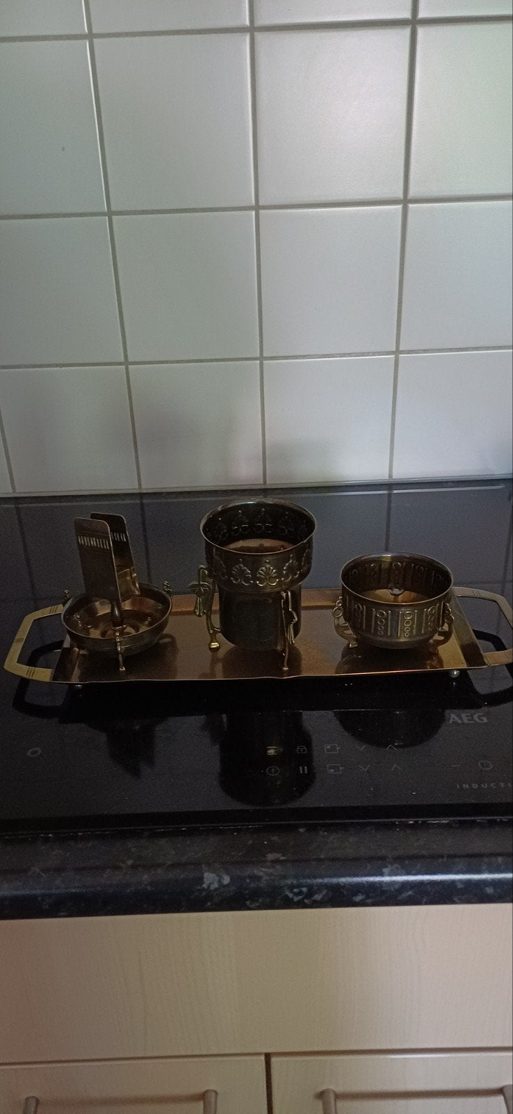 Antiek messing/koperen rookstel, Antiek en Kunst, Ophalen, Koper