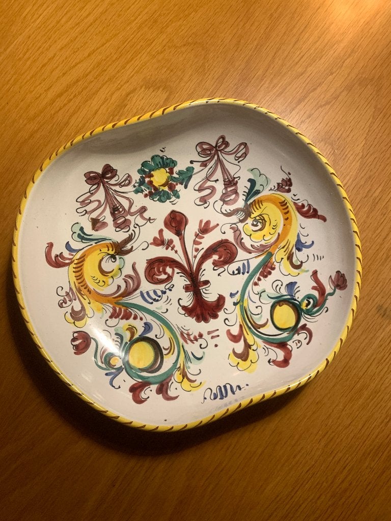 Vintage Italiaanse decoratieve schaal, Ophalen of Verzenden
