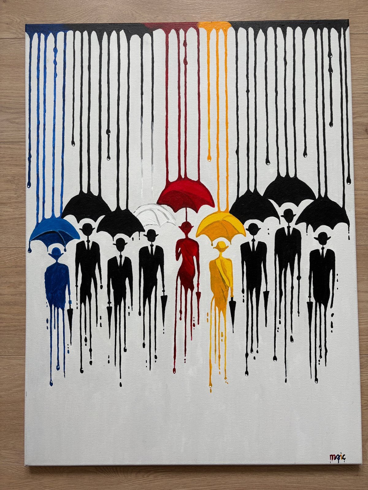 Acryl schildererij “ Raindrops”, Ophalen, Acrylverf, Figuren