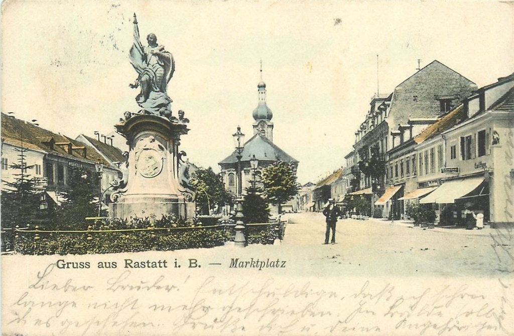 379-130-009 Rastatt i B Marktplatz, Ophalen of Verzenden, Voor 1920, Duitsland