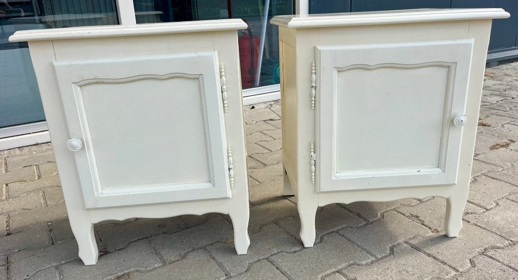 Set van 2 retro nachtkastjes van hout, Ophalen, Gebruikt, 55 tot 70 cm, 45 tot 65 cm