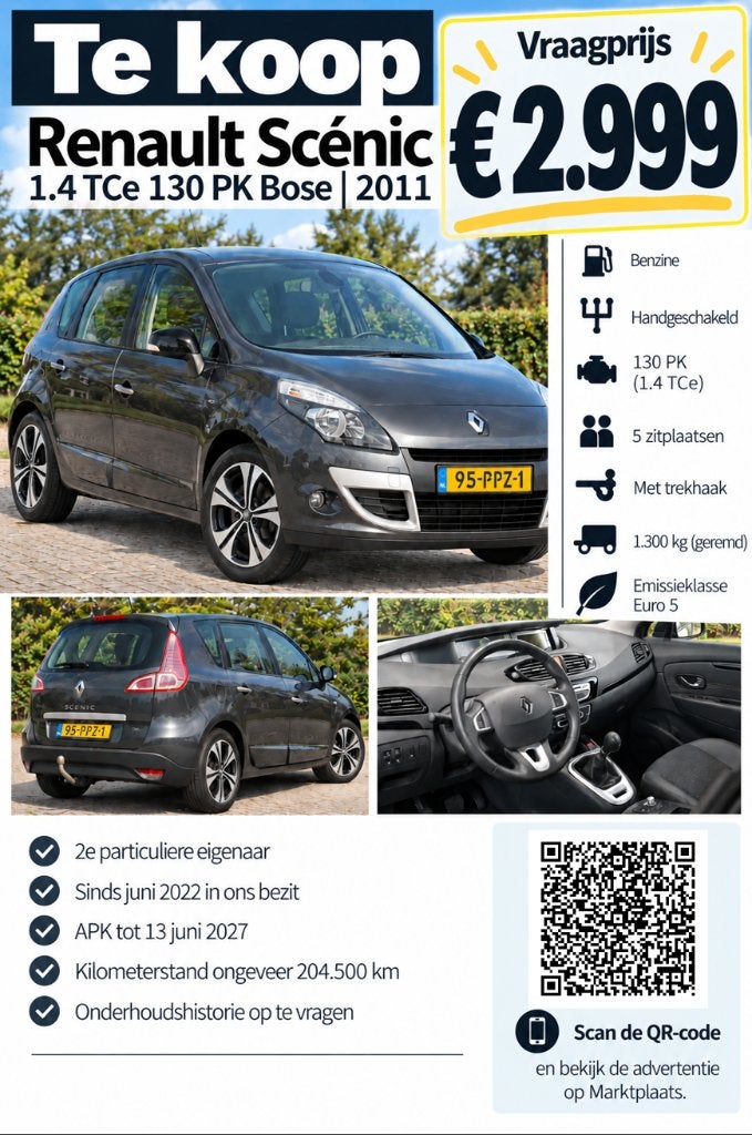 Renault Scénic 1.4  Bose,  2011 - 2e eigenaar APK 6-2027, Voorwielaandrijving, Euro 5, 1295 kg, 4 cilinders