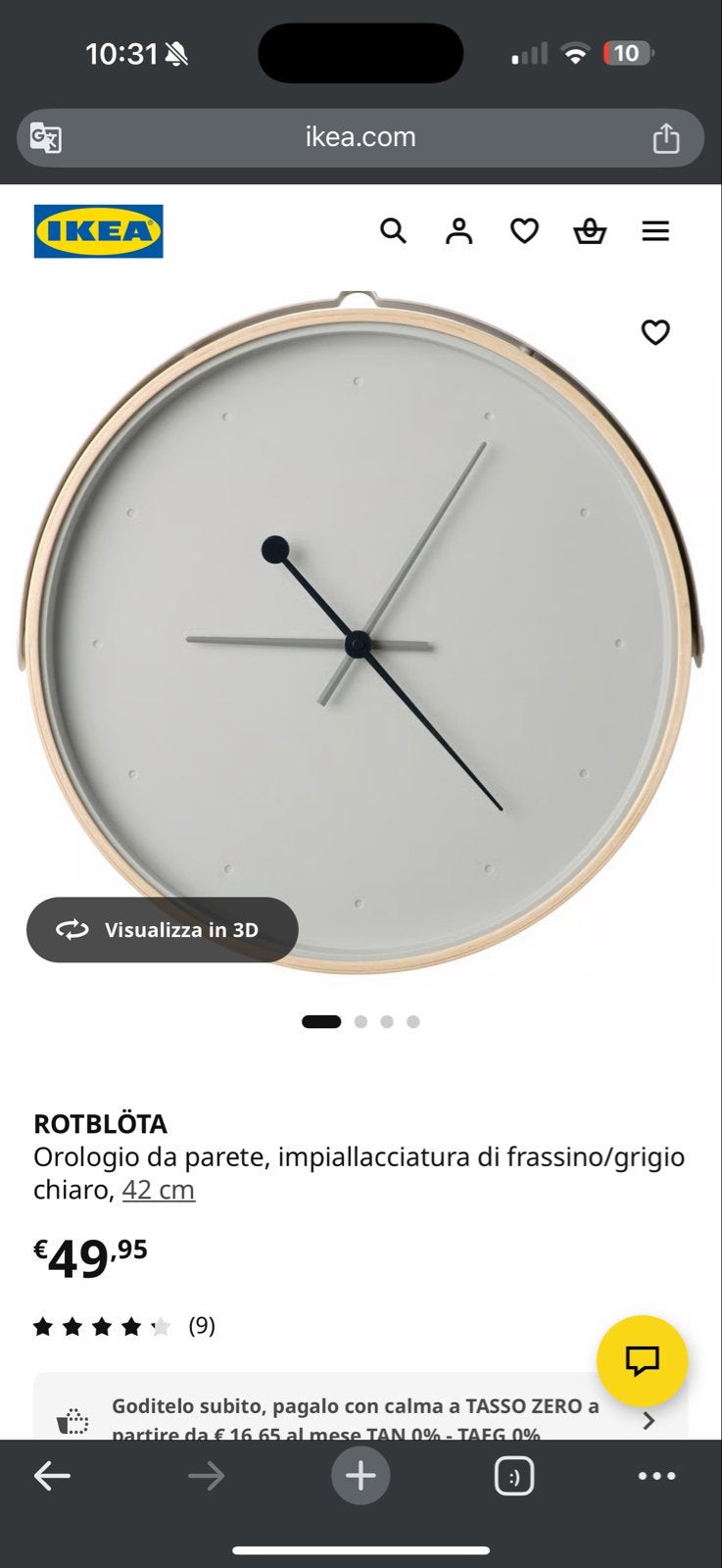 IKEA ROTBLÖTA klok - Zo goed als nieuw, Ophalen, Wandklok, IKEA, Analoog