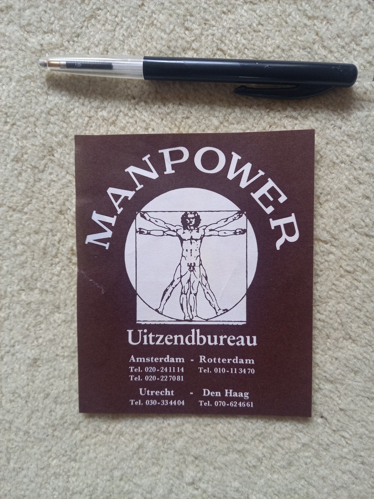 oude sticker MANPOWER UITZENDBUREAU, Verzamelen, Verzenden, Gebruikt