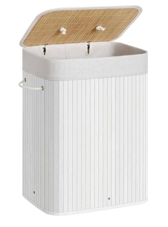 Songmics Bamboe Wasbox - Wit - Nieuw in doos, Songmics, Nieuw, Ophalen of Verzenden, Songmics