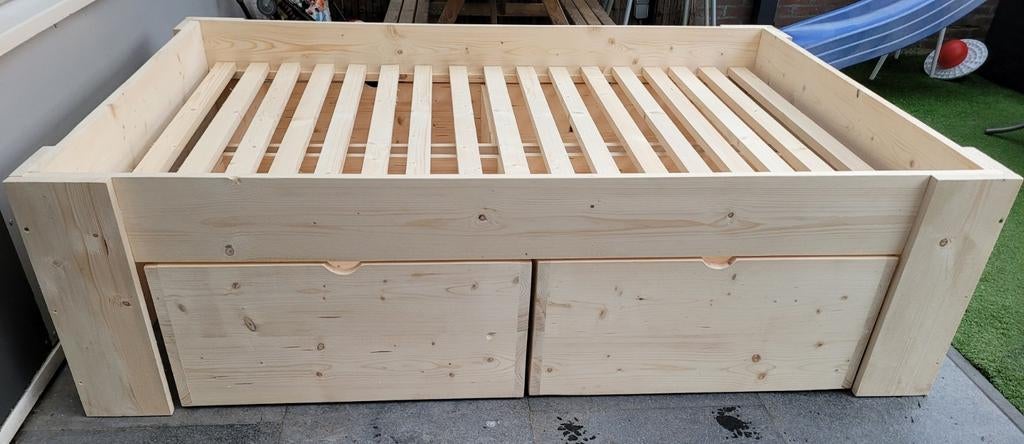 STEIGERHOUTEN BEDDEN., 90 cm, Eenpersoons, Steigerhout, Nieuw