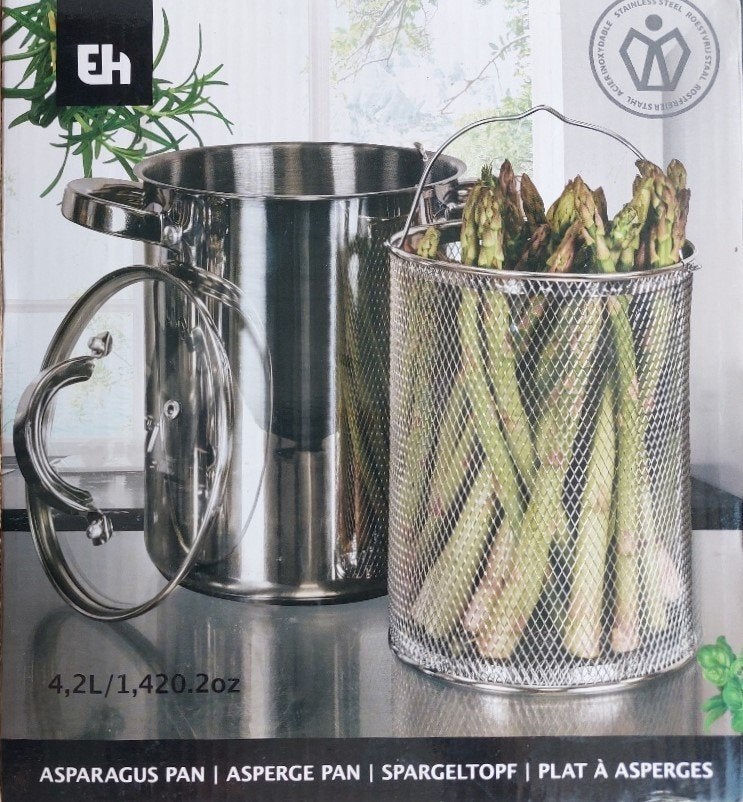 Asperge-pan met glazen deksel - 4.2 liter (NIEUW), Met handvatten, Nieuw, Ophalen of Verzenden, Rvs