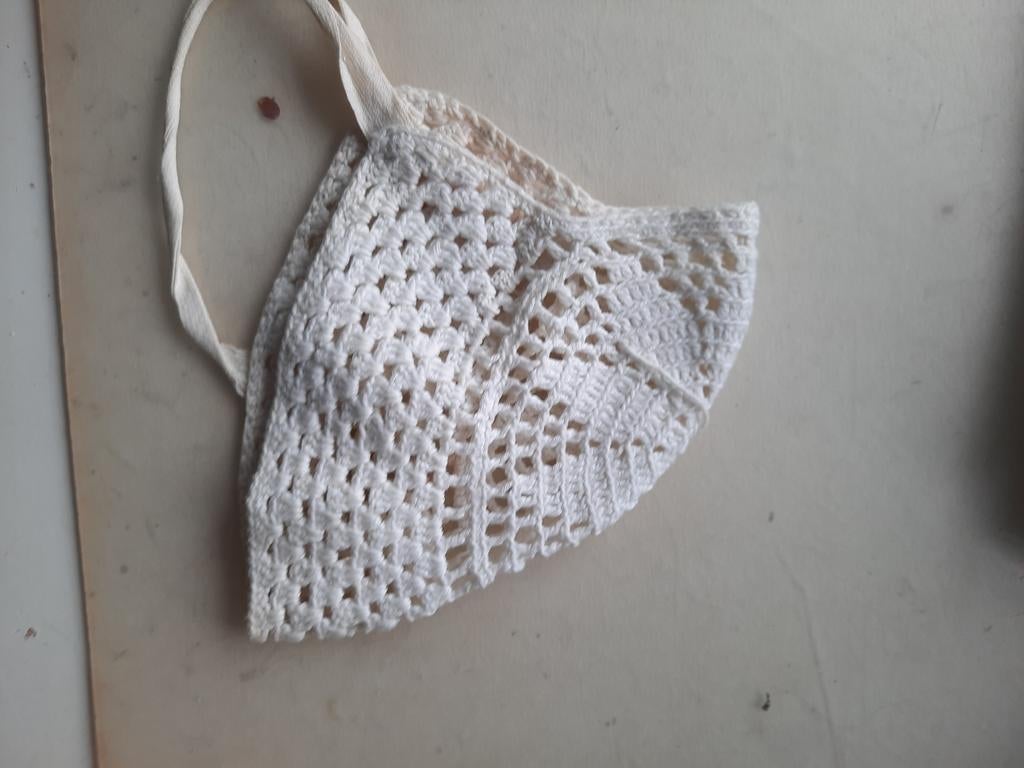 Vintage Gehaakt baby mutsje wit, Ophalen of Verzenden