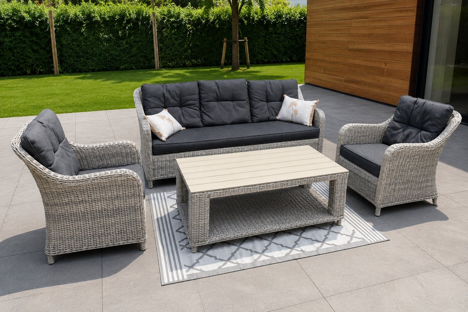 🚨🚨Nette HOGE MODEL Tuinset Loungeset Twv: €1800🚨🚨, Ophalen of Verzenden, Zo goed als nieuw, Wicker, Bank