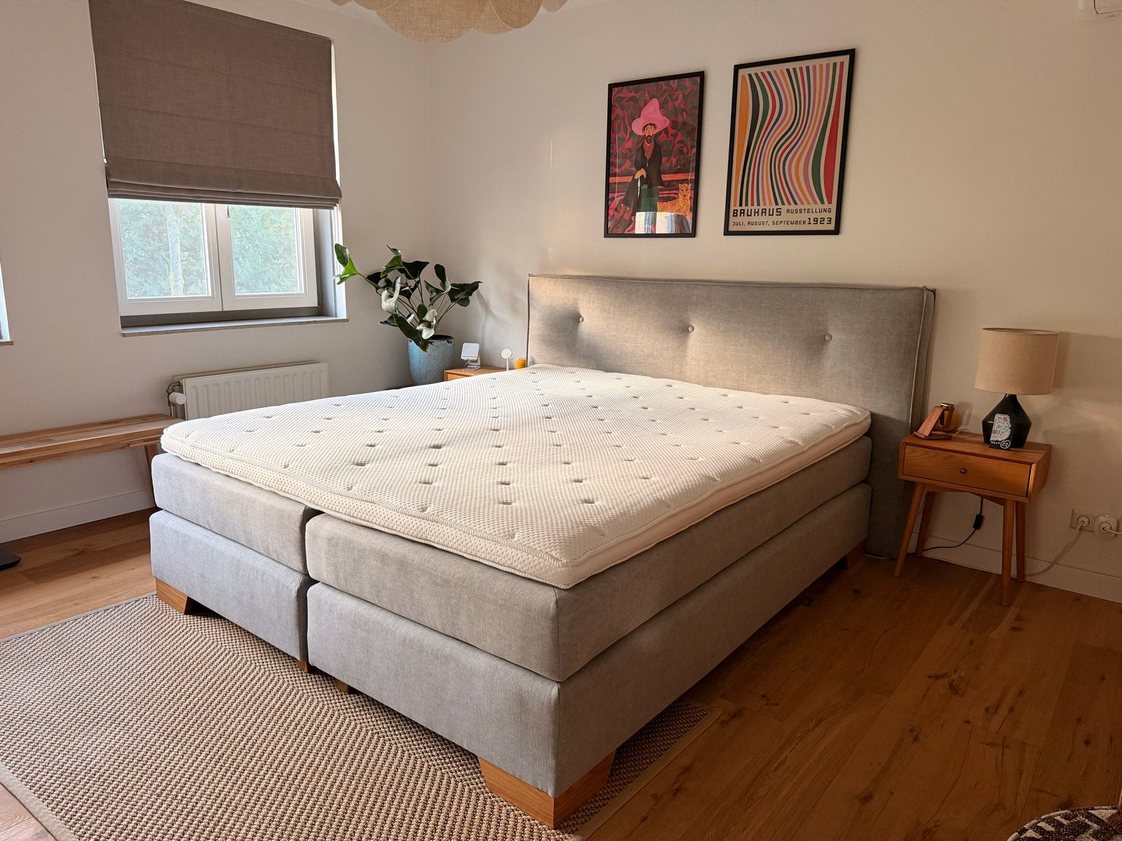 Boxspring bed 180x210cm met topper, Ophalen, 210 cm, Tweepersoons, Zo goed als nieuw