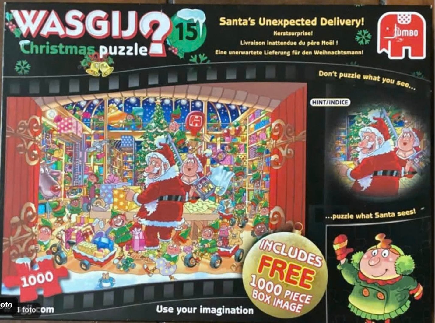 Wasgij Xmas 15 INT - Kerstsurprise! 2x1000, Ophalen of Verzenden, 500 t/m 1500 stukjes, Zo goed als nieuw