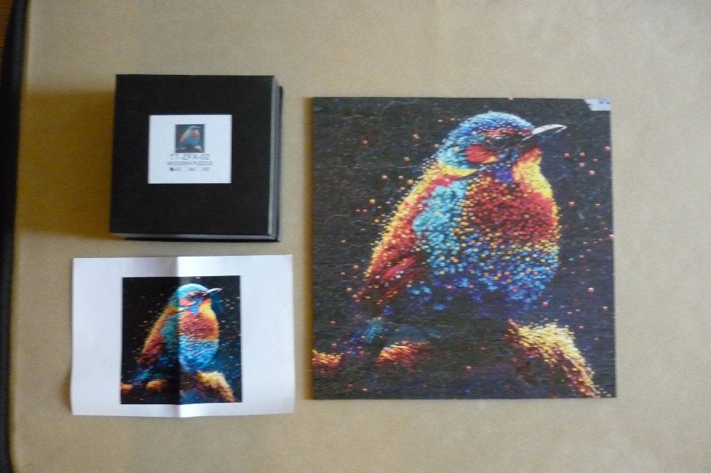 Houten vierkante puzzel (A3) '' VOGEL '' + Poster 144 st., Hobby en Vrije tijd, Denksport en Puzzels, Ophalen, Minder dan 500 stukjes