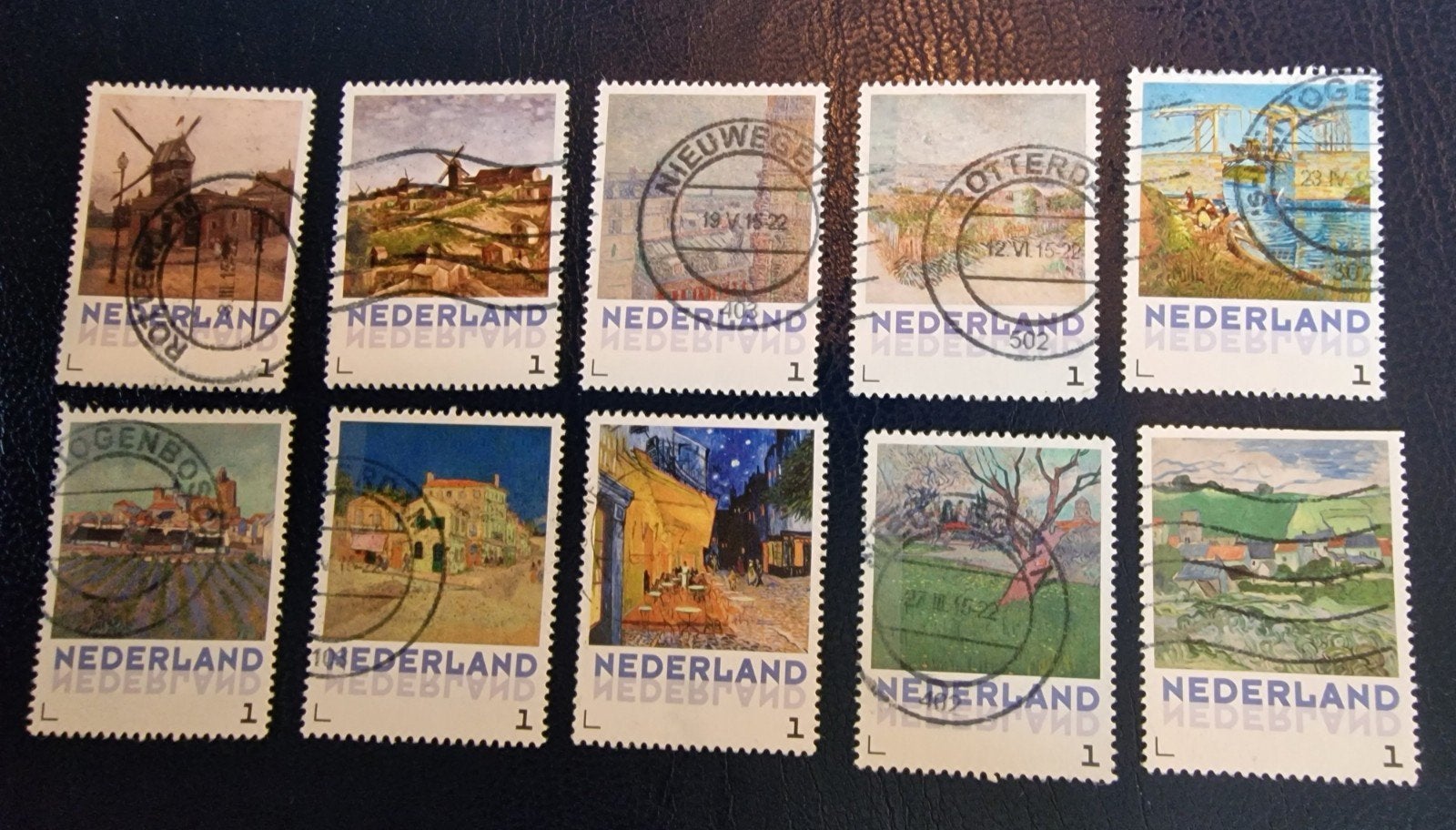 kv438persoonlijke  postzegels Van Gogh stadsgezichten, Ophalen of Verzenden, Na 1940, Gestempeld