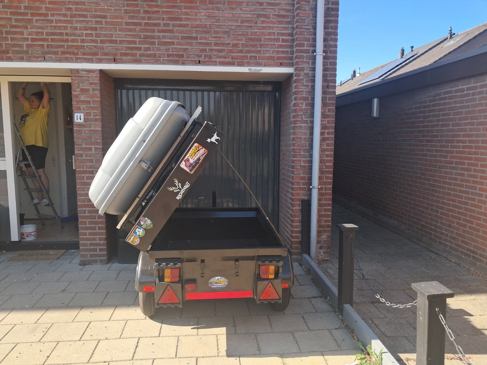 te koop mooie nette bagage aanhanger met dakkoffer, Ophalen, Gebruikt