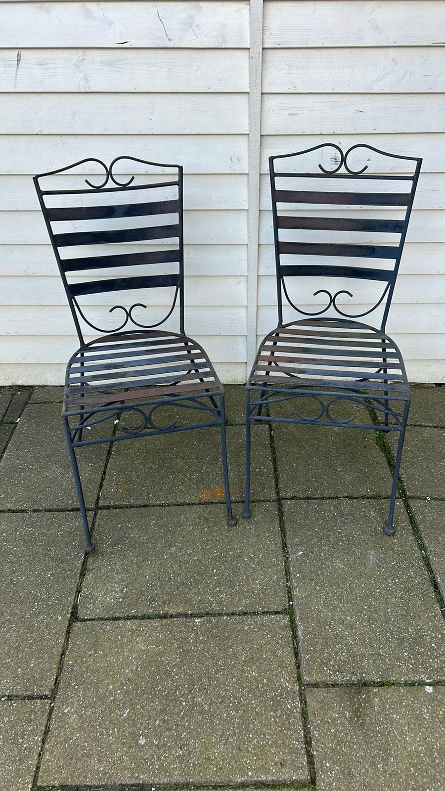 Tuinstoelen smeedijzer brocante set 2 stuks, Ophalen