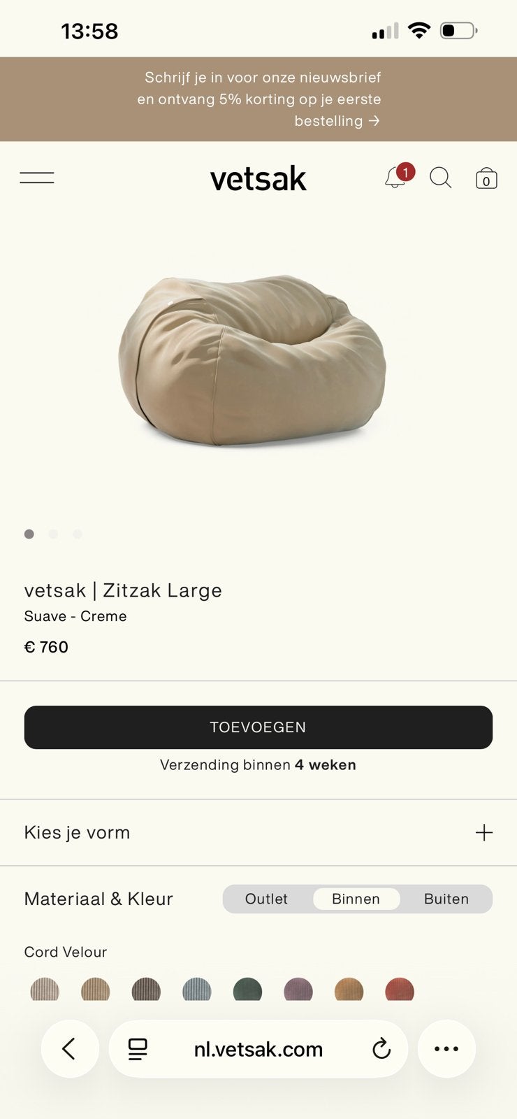 Vetsak, Ophalen, Nieuw