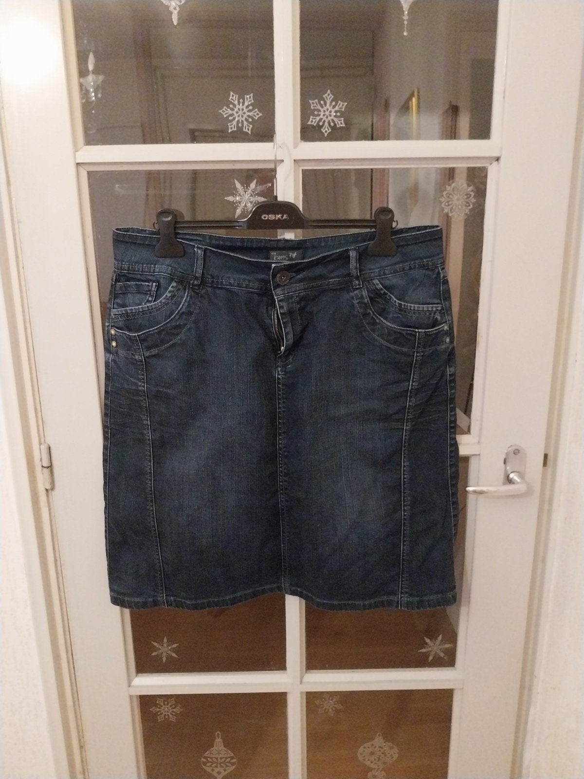 Jeansrok van FITT Miss Etam, maat 48, Blauw, Ophalen of Verzenden, Zo goed als nieuw, Knielengte