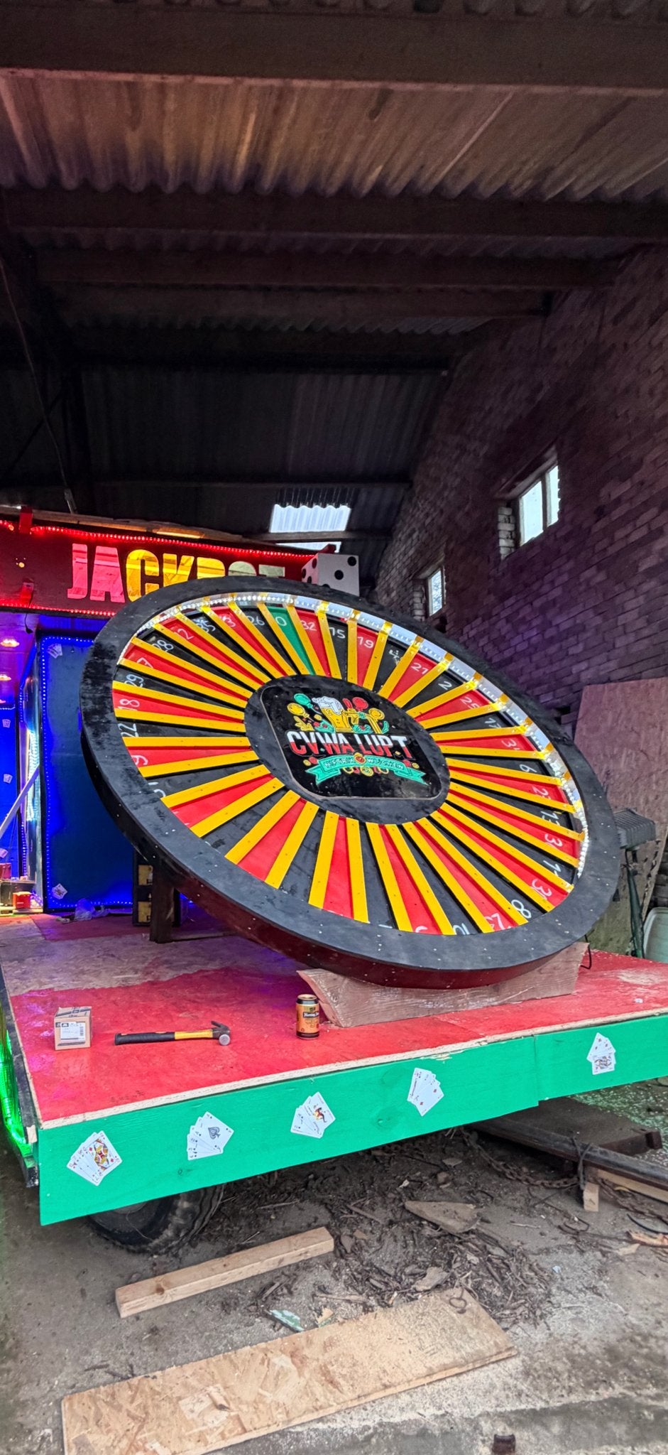 Casino thema carnavalswagen, Ophalen, Gebruikt