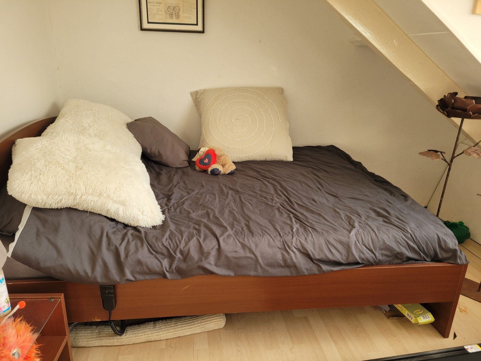 2 persoons bed 160cm breed, Huis en Inrichting, Slaapkamer | Bedden, Ophalen, 90 cm, Eenpersoons, Wit