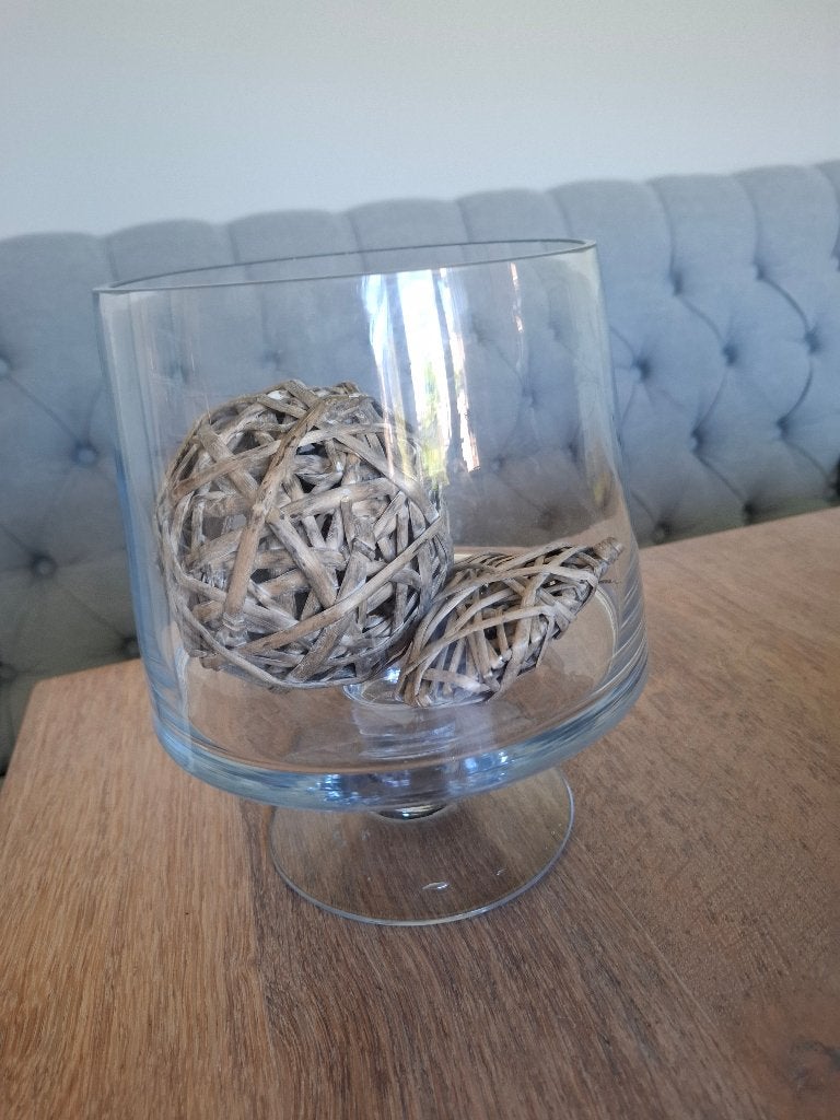 Glazen vaas op voet - windlicht schaal, Op voet, Transparant, Ophalen of Verzenden, Glas