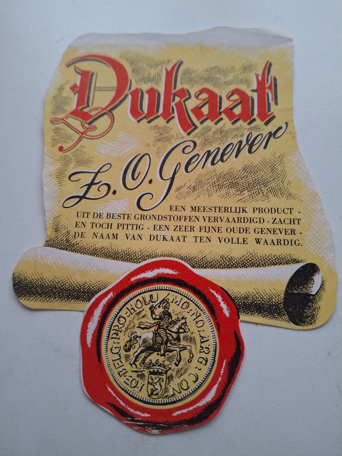 etiket Dukaat Z.O.Jenever., Verzamelen, Merken en Reclamevoorwerpen, Ophalen of Verzenden, Zo goed als nieuw, Overige typen